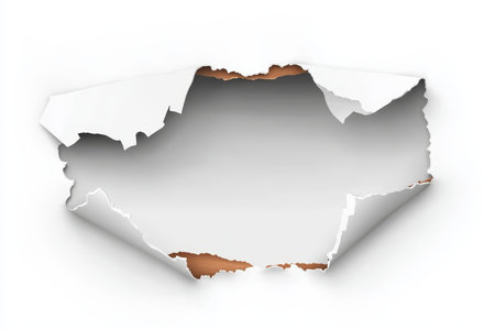 White Paper Frame with Torn Edges for Concept Presentation and Web Design, Empty Surface Areaの素材