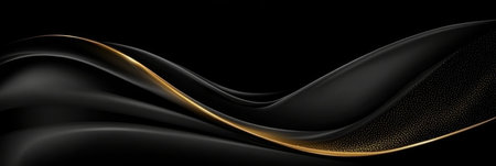 Stunning Black Background Illustration Featuring Elegant Gold Details And Waved Pattern Design Artの素材