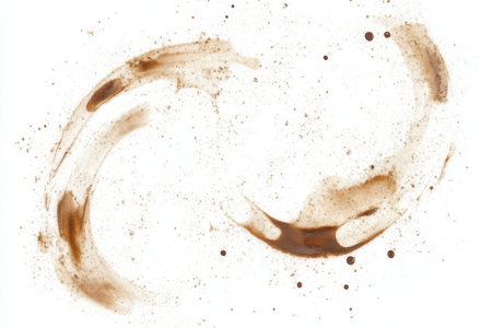 Abstract Coffee Stain Design Isolated on White Background for Creative Artwork and Wallpaper Ideasの素材