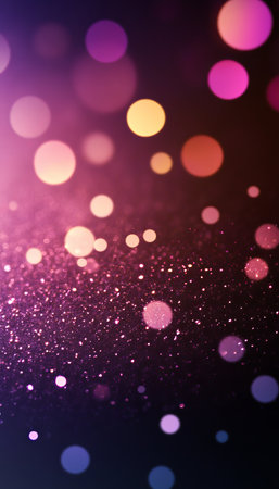 Abstract Sparkling Light Spots and Colorful Bokeh Texture Creating a Dreamy Dark Backdrop Effectの素材