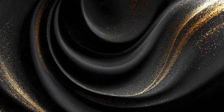 Elegant Luxury Black Backdrop with Golden Glitter, Perfect for Modern Aesthetic and Artistic Designsの素材