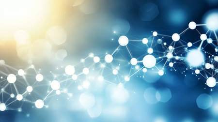 Abstract Molecular Network Connection with Blurred Background for Medical Illustration Conceptの素材