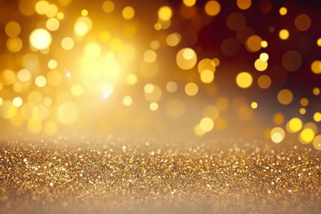 Radiant Golden Cascade with Bokeh Glow, Shimmering Depth, and Festive Luminosity for Backgroundsの素材