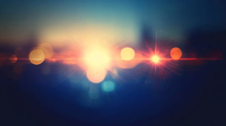 Abstract Luminous Effect with Colorful Bokeh Highlights and Radiant Warm Gradient in Dreamy Sceneの素材
