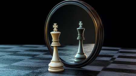 A Young Woman Envisioning Her Future as a Queen on a Chessboard, Reflecting Ambition and Successの素材