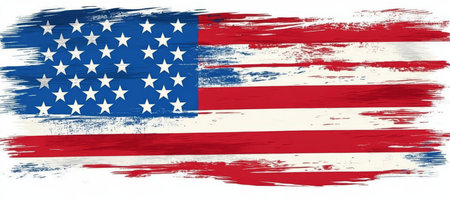 Distressed American Flag with Grunge Texture Symbolizing History, Freedom, and American Valuesの素材