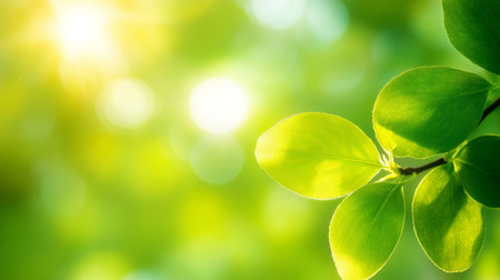 Sunlit Serenity A Gentle Cascade of Light and Shade Through Lush Green Leaves in a Soft Backgroundの素材