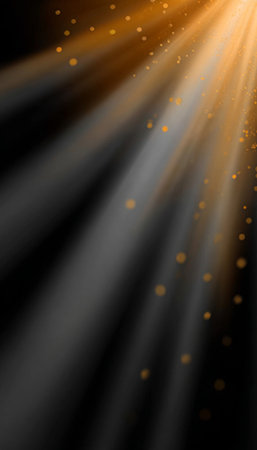 Elegant Golden Light Flare Effect Spreading Across a Dark Background in Stunning Vector Illustrationの素材