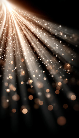 Radiant Lights Explode in a Dreamy Bokeh Effect Over a Dark Sky, Creating Abstract Backgroundsの素材
