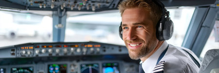 High-Altitude Aircraft Flight Deck with Advanced Controls and Comfortable Passenger Cabin Viewの素材