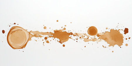 Coffee Stain Rings and Spots Artistic Design Element with Spills and Splatters on Paper Textureの素材