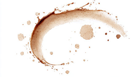 Swirling Brown Residue Stains on an Untouched Canvas Creating Captivating Circle Ring Imprintsの素材