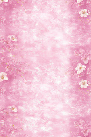 Dreamy Pastel Rose Watercolor Wash Background with Floral Illustrations and Gold Accents for Artの素材