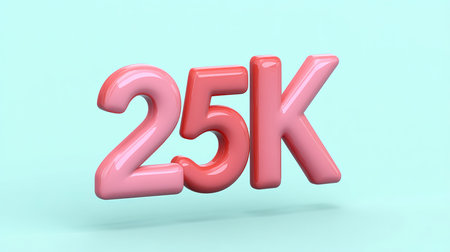 Colorful Celebration Banner for 25,000 Achievements with Festive Balloons and Design Elementsの素材