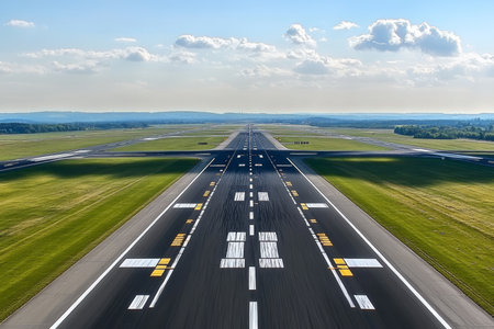 Stunning Aerial View of Frankfurt Airport Showcasing Its Complex Runway System and Aircraft Trafficの素材
