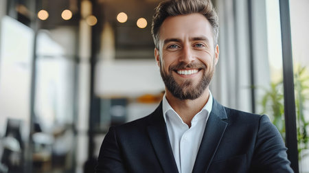 Professional Exudes Leadership and Confidence, Inviting Connection and Expertise in Businessの素材