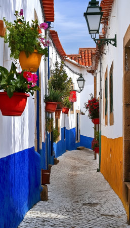 Charming Alley in bidos, Portugal Discover the Picturesque Medieval Village Streetsの素材