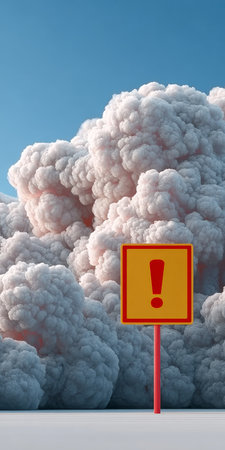 Dramatic Tornado Alert Over Cumulus Clouds Warning Sign Illustrating Nature s Fury and Beautyの素材