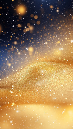 Radiant Golden Abstract Texture with Glowing Bokeh Effects for Elegant Events and Celebrationsの素材