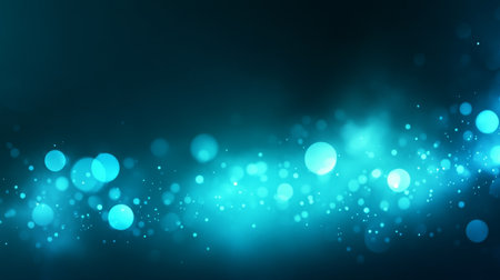 Enchanting Midnight Magic with Illuminated Blue and Green Haze, Sparkling Bokeh Background Designの素材