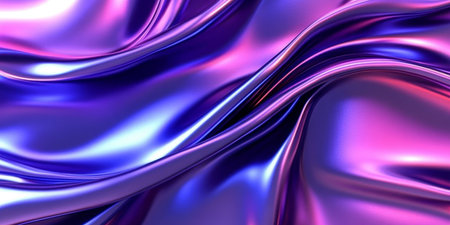 Abstract and Vibrant Gradient Textile Design Featuring Iridescent Metallic Sheen and Smooth Wavesの素材