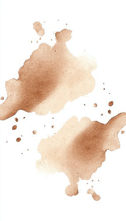 Energetic Coffee Splash with Stains and Splatter Design on a White Background Creating Abstract Artの素材