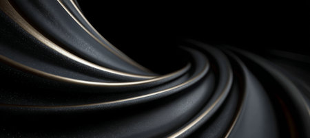 Elegant Black and Gold Abstract Swirl with Metallic Texture for Stunning Visual Presentations.の素材
