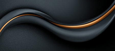 Elegant Abstract Background of Dark Waves with Golden Thread and Fluid Surface for Luxury Themesの素材