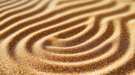 Golden Sand Texture with Mesmerizing Wave Patterns and Ripples in a Beautiful Desert Environmentの素材