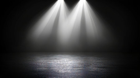 Brilliant White Rays Diverge on a Cinematic Black Backdrop, Creating a Striking Luminous Effectの素材