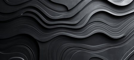 Abstract Black Wavy Pattern Design Featuring Dynamic Waves and Elegant Lines in Soft Gradientsの素材