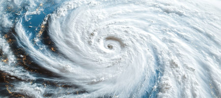 Satellite Observation of a Dangerous Hurricane with Whirling Clouds Over Earths Weather Systemの素材