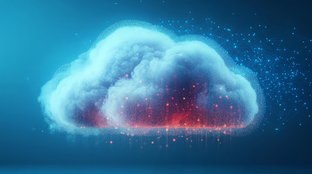 Dramatic cloud computing platform showcasing advanced storage technology for enterprise data needs.の素材