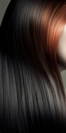 Beautiful cascading hairstyle with blended hues, showcasing natural flow and modern elegance.の素材