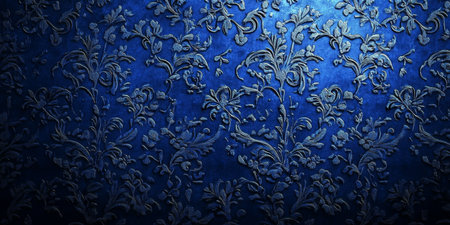 Opulent Navy Blue Ornamentation with Vintage Design Inspired Texture and Exquisite Detail Patternsの素材