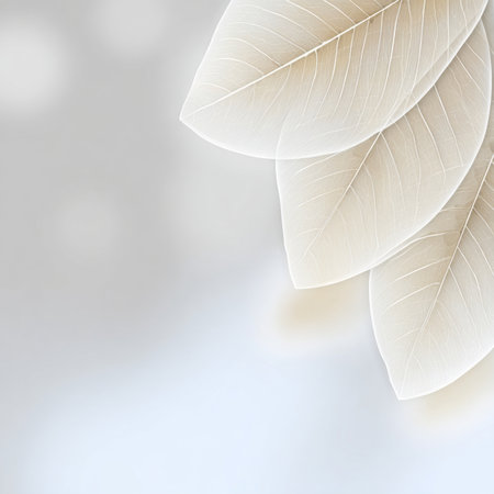 Delicate White Leaf Skeleton Arrangement Evoking Nature s Ephemeral Beauty with Textured Graysの素材