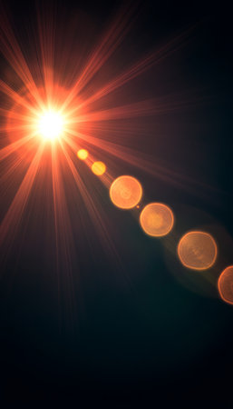 Radiant Light Effects Overlay with Bokeh Sunlight Rays and Glowing Beams for Stunning Visual Designsの素材