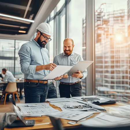 Modern Office Space Showcasing Architectural Expertise and Teamwork for Creative Progressの素材