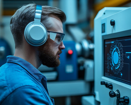 Worker Utilizing Augmented Reality Interfaces to Enhance Manufacturing Machine Processes and Controlの素材