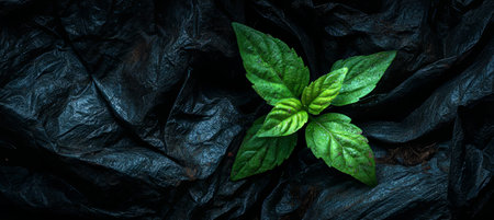 A Resilient Plant Thriving in Harsh Conditions, Defying Darkness with Hope and Natural Beautyの素材