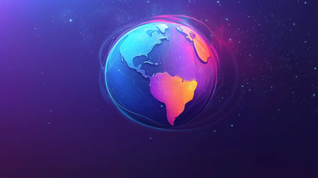 Global Map Illustration Showcasing Earth with Focus on Continents like America and Africaの素材