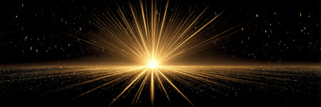 Golden Radiance Exploding Across a Dark Plane, Stunning Design Asset for Dramatic Visual Overlaysの素材