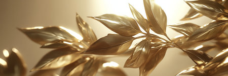 Abstract Composition of Golden Leaves with Bright Colors and Clear Tones in Vector Art Styleの素材