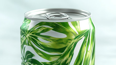 Tropical Summer Cooler Beverage in Stylish Case with Green Leaves Design for Hot Sunny Daysの素材