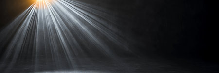 Radiant Light Beams Illuminate a Dark Stage, Creating a Stunning Luminous Pattern of Raysの素材