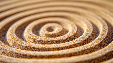 Closeup View of Harmonious Sand Waves in a Zen Garden, Creating a Calming and Spiritual Atmosphereの素材