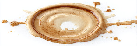 Coffee Stain Ring Circles Mark on White Background, Brown Stain Circle Abstract Design Textureの素材