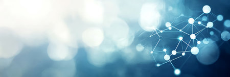 Abstract Connection with White Circles and Blurred Light in Blue Fade for Science and Medicine Useの素材