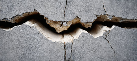 A Cracking Foundation Wall Illustrating Deterioration, Structural Damage, and Natural Flaws Presentの素材