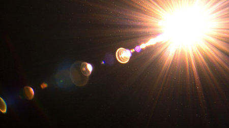 Vibrant Lens Flare with Radiant Rays and Soft Glow for Stunning Creative Graphic Designsの素材